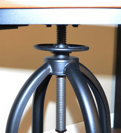 Plow & Hearth Kitchen & Bar Stools Indoor Living Deluxe Adjustable-Height Wood And Metal Stool With Back Rest - Chestnut