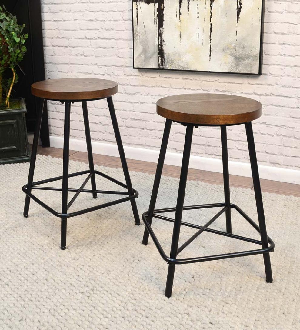 Plow & Hearth Kitchen & Bar Stools Indoor Living Farmhouse Counter Stools, Set Of 2