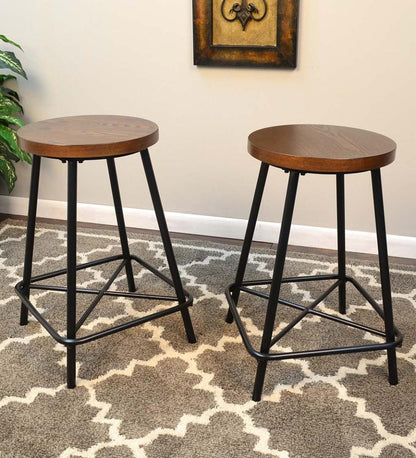 Plow & Hearth Kitchen & Bar Stools Indoor Living Farmhouse Counter Stools, Set Of 2