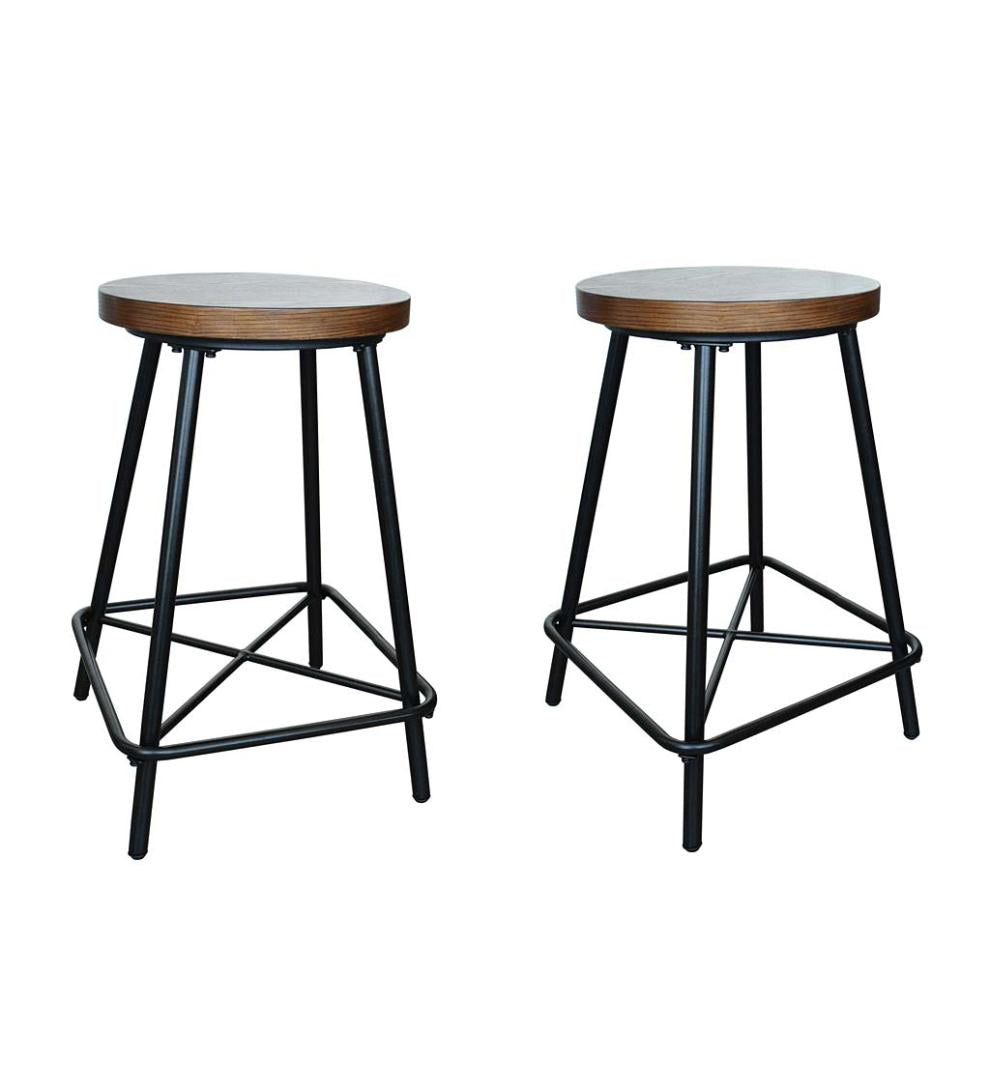 Plow & Hearth Kitchen & Bar Stools Indoor Living Farmhouse Counter Stools, Set Of 2