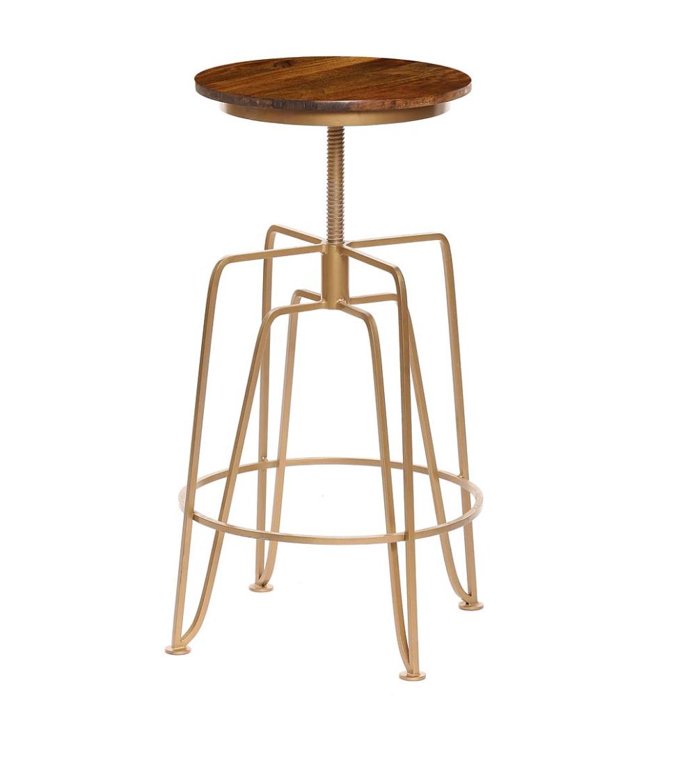 Plow & Hearth Kitchen & Bar Stools Indoor Living Hartsman Adjustable Height Stools, Set Of 2 - Gold