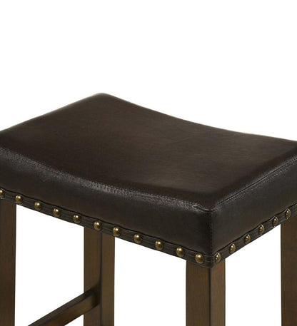 Plow & Hearth Kitchen & Bar Stools Indoor Living Upholstered Nail Head-Trim Saddle Seat Stools, Set Of 2