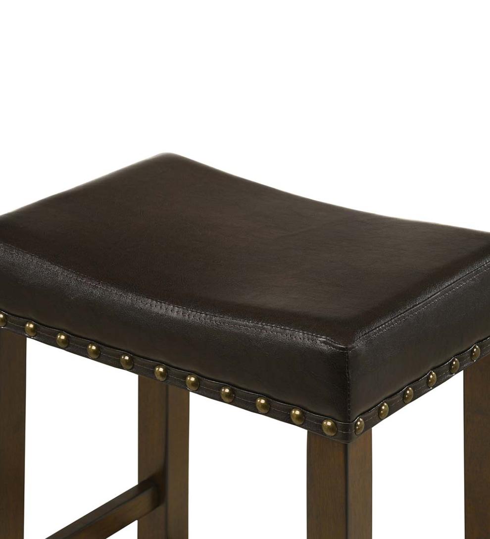 Plow & Hearth Kitchen & Bar Stools Indoor Living Upholstered Nail Head-Trim Saddle Seat Stools, Set Of 2