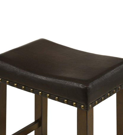 Plow & Hearth Kitchen & Bar Stools Indoor Living Upholstered Nail Head-Trim Saddle Seat Stools, Set Of 2