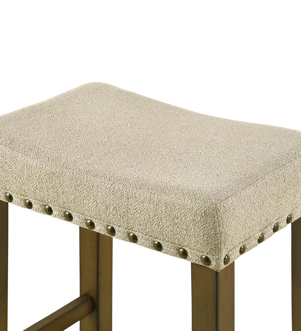 Plow & Hearth Kitchen & Bar Stools Indoor Living Upholstered Nail Head-Trim Saddle Seat Stools, Set Of 2