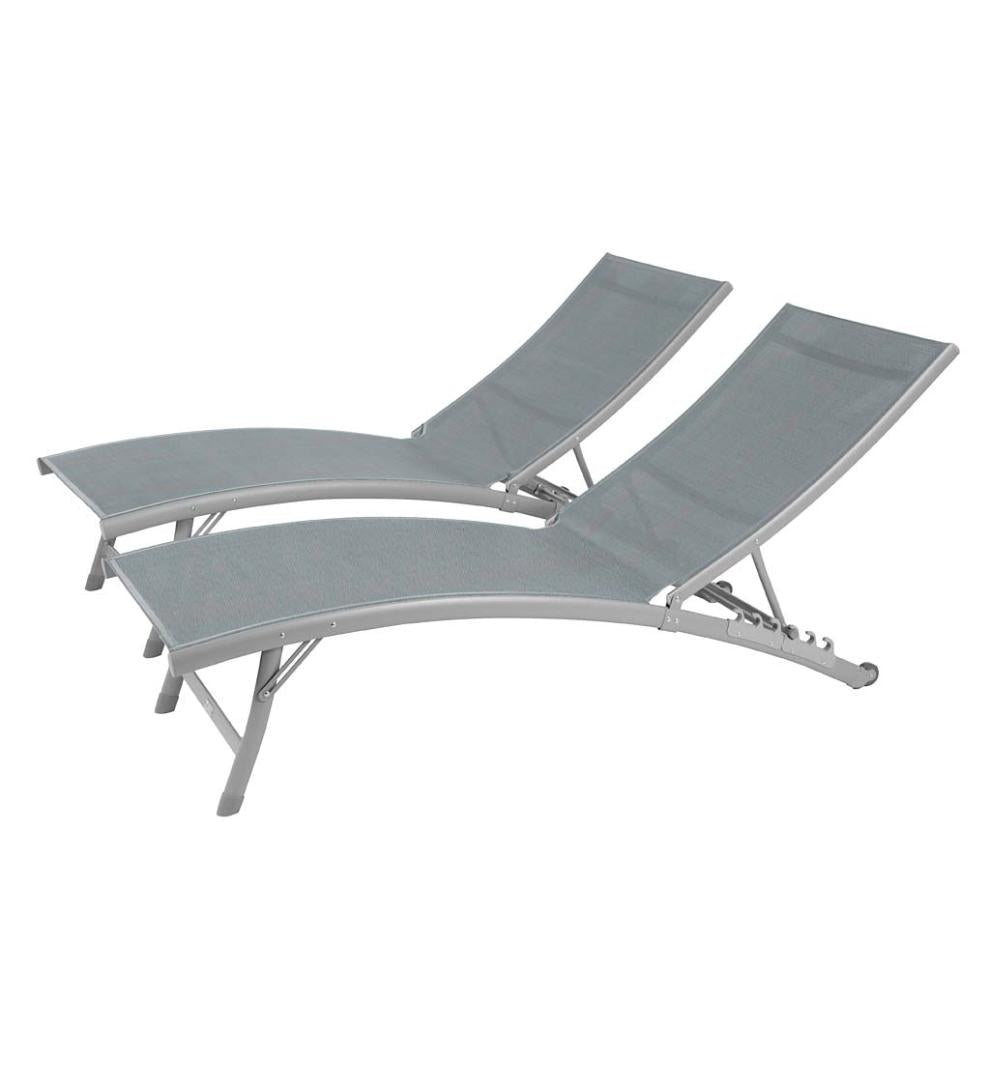 Plow & Hearth Loungers Outdoor Living Clearwater Aluminum Lounge Chair Set - Blue Hawaii