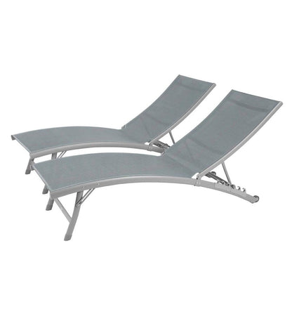 Plow & Hearth Loungers Outdoor Living Clearwater Aluminum Lounge Chair Set - Blue Hawaii