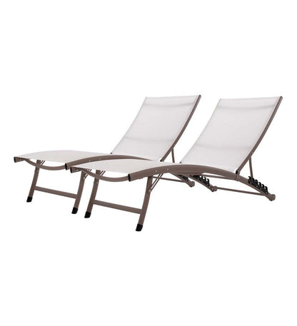 Plow & Hearth Loungers Outdoor Living Clearwater Aluminum Lounge Chair Set - Blue Hawaii