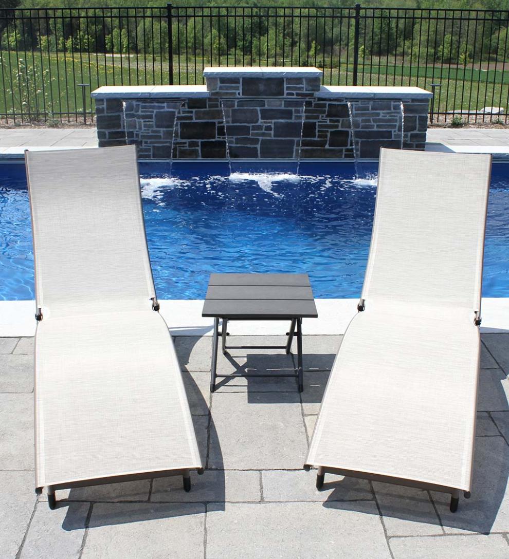 Plow & Hearth Loungers Outdoor Living Coral Springs Lounge Set - Blue Hawaii/Black Frame