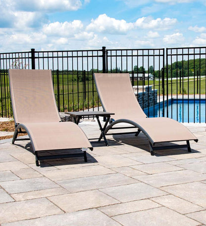 Plow & Hearth Loungers Outdoor Living Coral Springs Lounge Set - Blue Hawaii/Black Frame