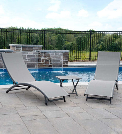 Plow & Hearth Loungers Outdoor Living Coral Springs Lounge Set - Blue Hawaii/Black Frame