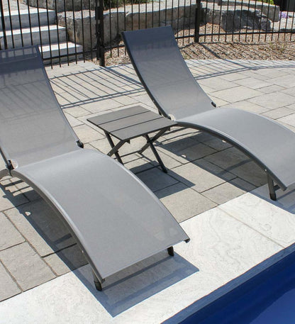 Plow & Hearth Loungers Outdoor Living Coral Springs Lounge Set - Blue Hawaii/Black Frame