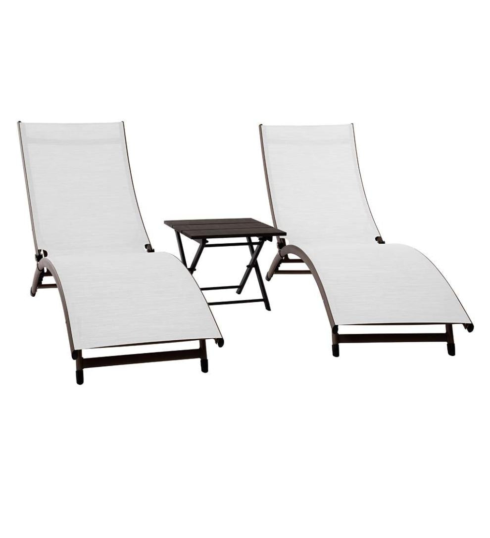 Plow & Hearth Loungers Outdoor Living Coral Springs Lounge Set - Blue Hawaii/Black Frame
