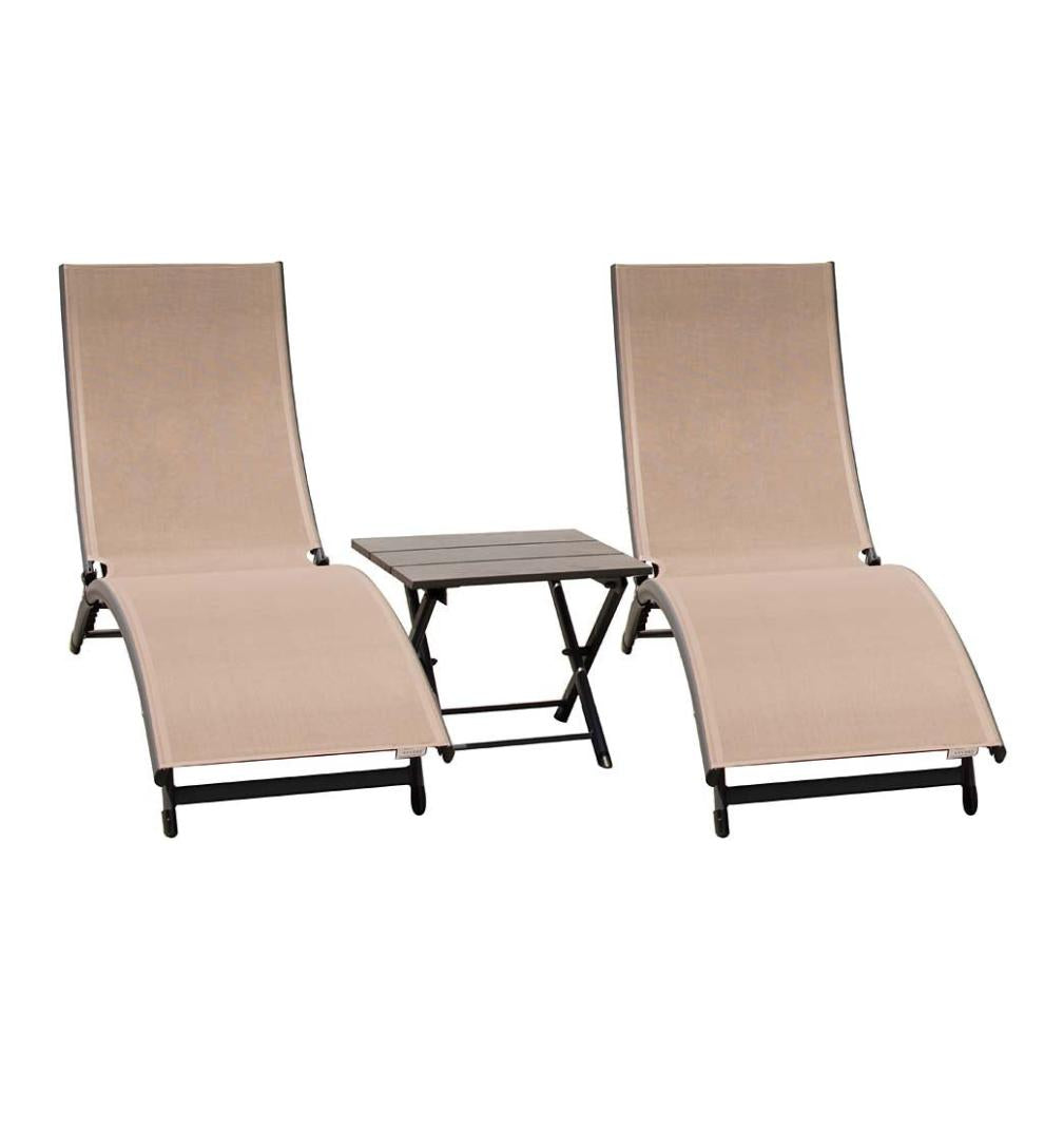Plow & Hearth Loungers Outdoor Living Coral Springs Lounge Set - Blue Hawaii/Black Frame