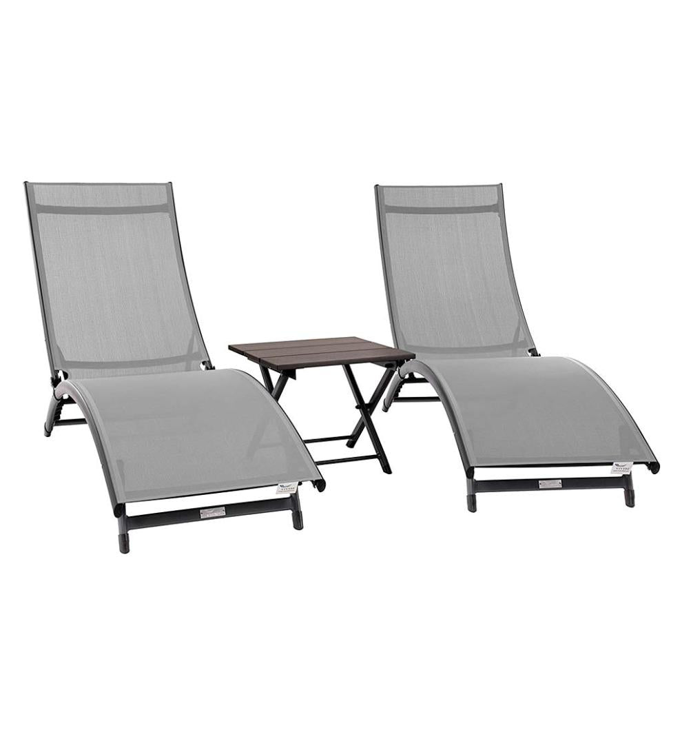 Plow & Hearth Loungers Outdoor Living Coral Springs Lounge Set - Blue Hawaii/Black Frame