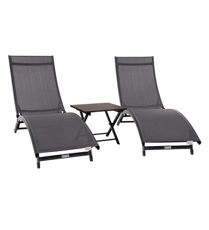 Plow & Hearth Loungers Outdoor Living Coral Springs Lounge Set - Blue Hawaii/Black Frame