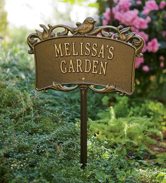 Plow & Hearth Memorial & Garden Plaques Yard & Garden Personalized Aluminum Garden Sign - Bronze