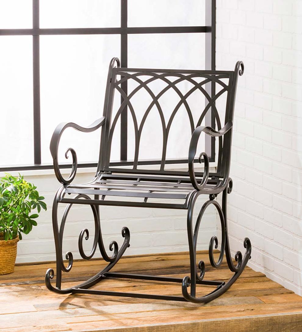 Plow & Hearth Metal Furniture Outdoor Living Black Metal Rocking Chair - Black
