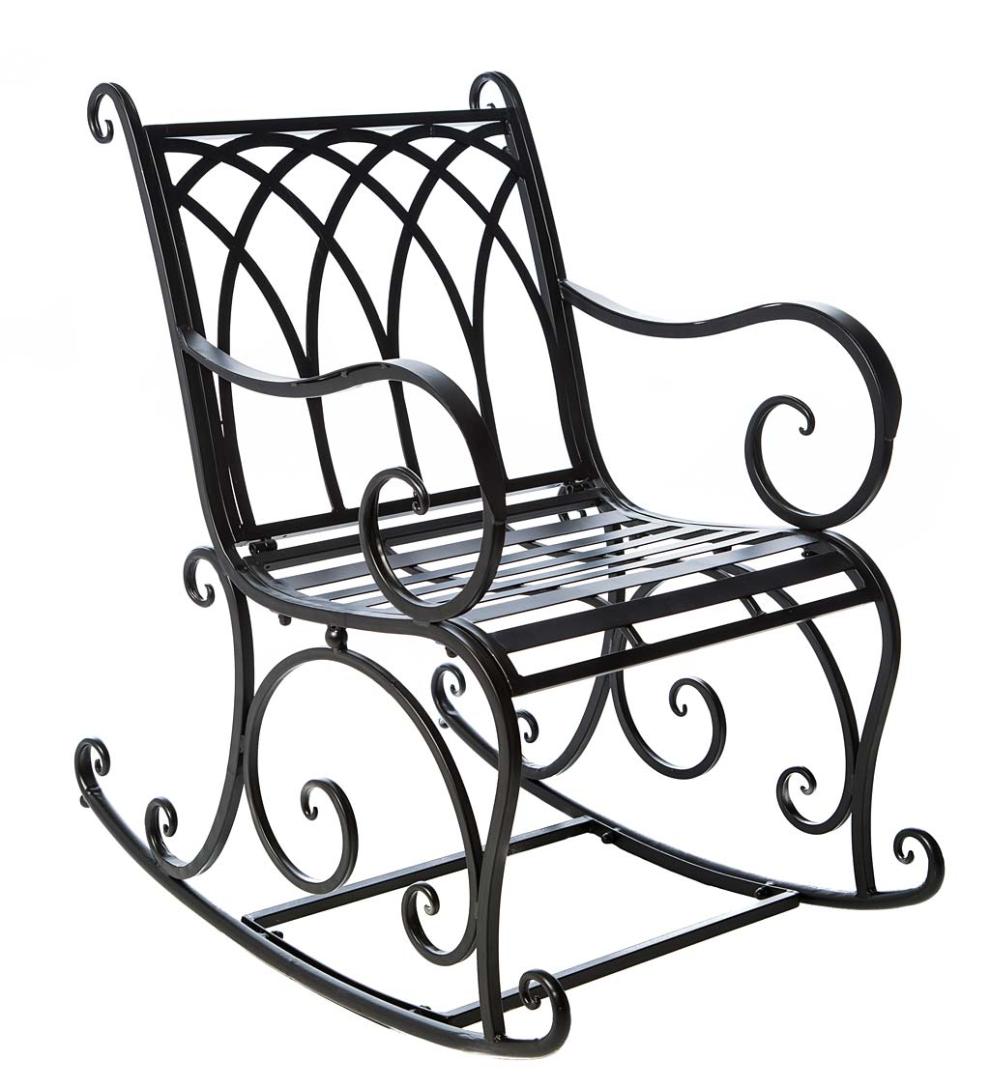 Plow & Hearth Metal Furniture Outdoor Living Black Metal Rocking Chair - Black