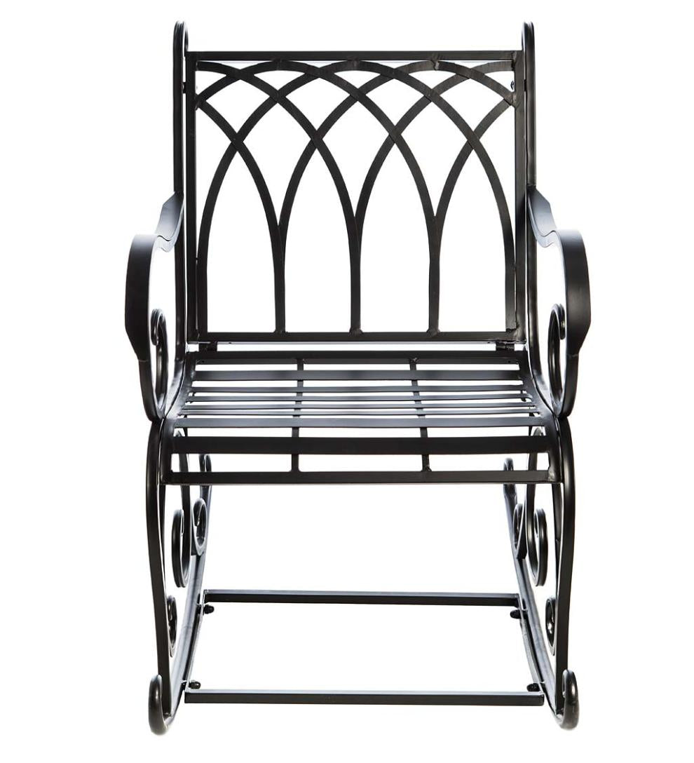 Plow & Hearth Metal Furniture Outdoor Living Black Metal Rocking Chair - Black