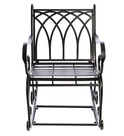 Plow & Hearth Metal Furniture Outdoor Living Black Metal Rocking Chair - Black