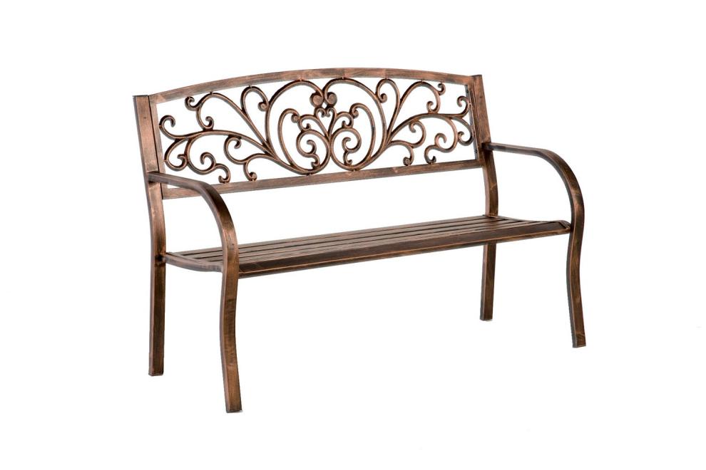 Plow & Hearth Metal Furniture Outdoor Living Blooming Garden Metal Bench