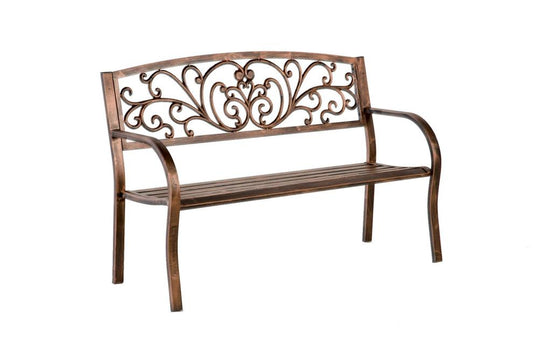 Plow & Hearth Metal Furniture Outdoor Living Blooming Garden Metal Bench