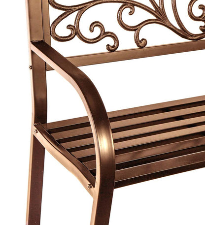Plow & Hearth Metal Furniture Outdoor Living Blooming Garden Metal Bench