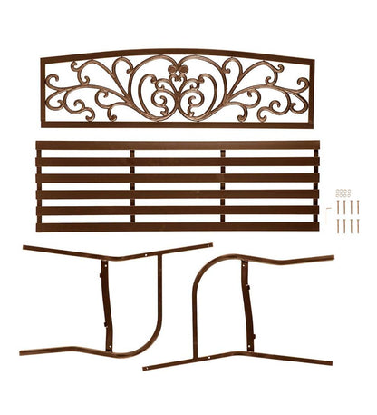 Plow & Hearth Metal Furniture Outdoor Living Blooming Garden Metal Bench