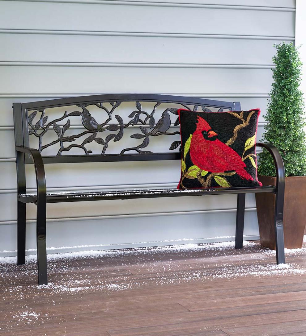 Plow & Hearth Metal Furniture Outdoor Living Cardinals Metal Garden Bench