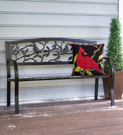 Plow & Hearth Metal Furniture Outdoor Living Cardinals Metal Garden Bench