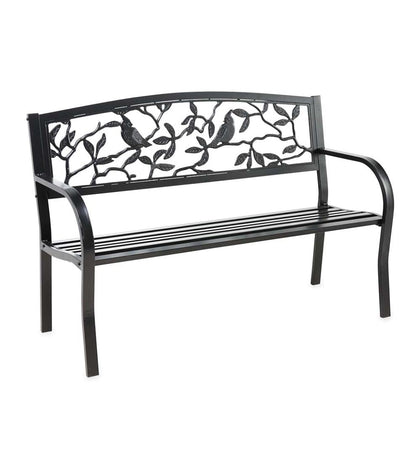 Plow & Hearth Metal Furniture Outdoor Living Cardinals Metal Garden Bench
