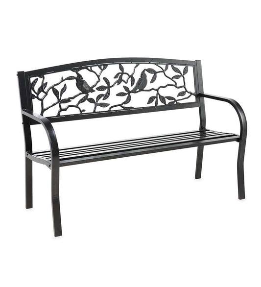 Plow & Hearth Metal Furniture Outdoor Living Cardinals Metal Garden Bench