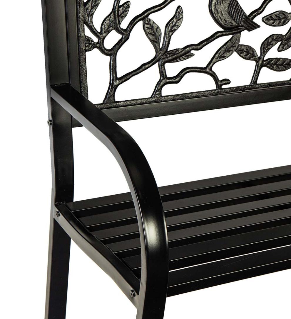 Plow & Hearth Metal Furniture Outdoor Living Cardinals Metal Garden Bench