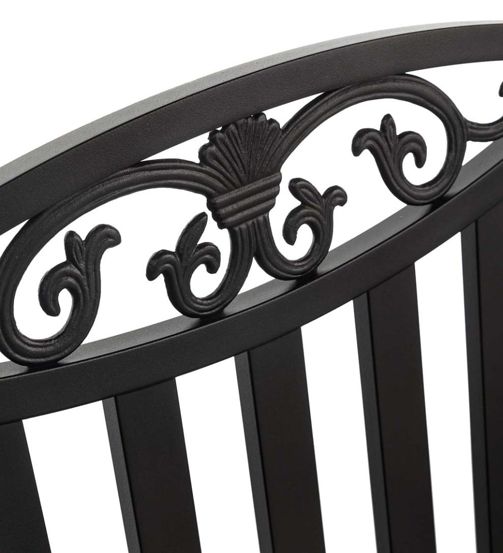 Plow & Hearth Metal Furniture Outdoor Living Cast Aluminum Arbor Bench Pergola With Side Tables - Black