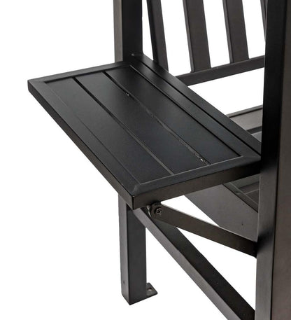 Plow & Hearth Metal Furniture Outdoor Living Cast Aluminum Arbor Bench Pergola With Side Tables - Black
