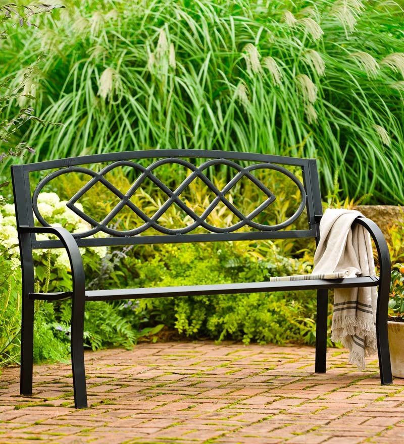 Plow & Hearth Metal Furniture Outdoor Living Celtic Knot Garden Bench