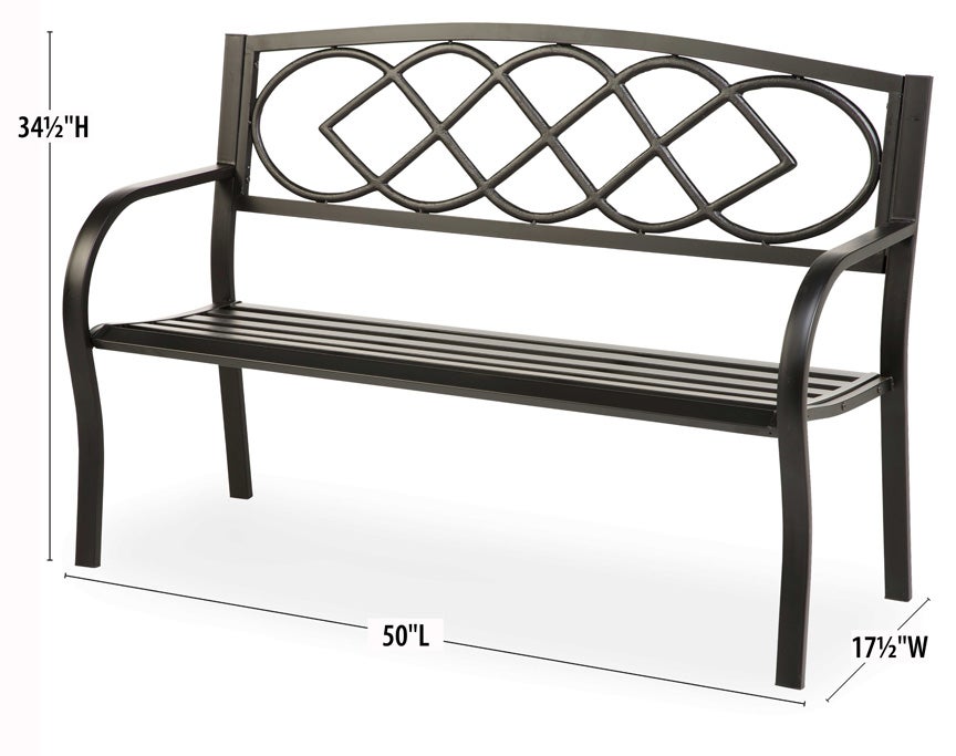Plow & Hearth Metal Furniture Outdoor Living Celtic Knot Garden Bench