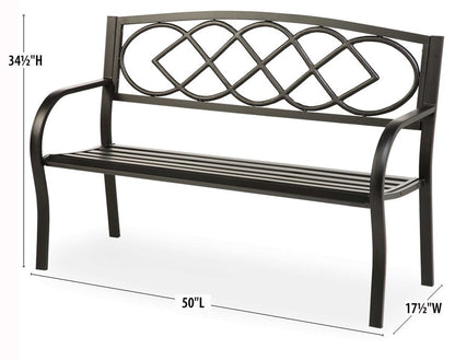Plow & Hearth Metal Furniture Outdoor Living Celtic Knot Garden Bench