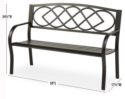 Plow & Hearth Metal Furniture Outdoor Living Celtic Knot Garden Bench