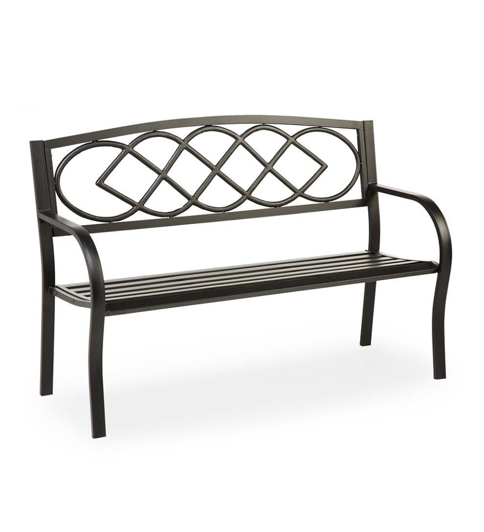 Plow & Hearth Metal Furniture Outdoor Living Celtic Knot Garden Bench