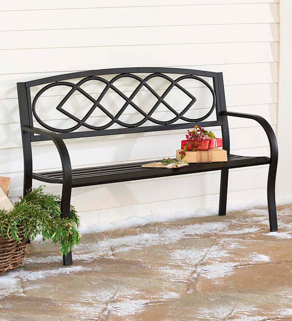 Plow & Hearth Metal Furniture Outdoor Living Celtic Knot Garden Bench