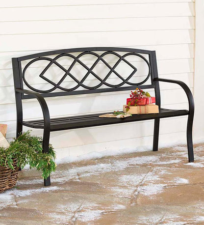 Plow & Hearth Metal Furniture Outdoor Living Celtic Knot Garden Bench