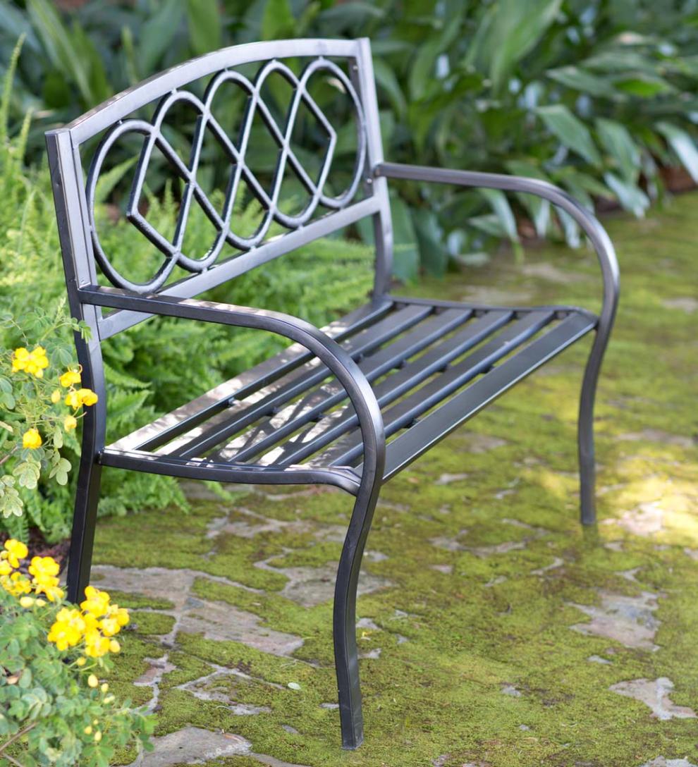 Plow & Hearth Metal Furniture Outdoor Living Celtic Knot Garden Bench