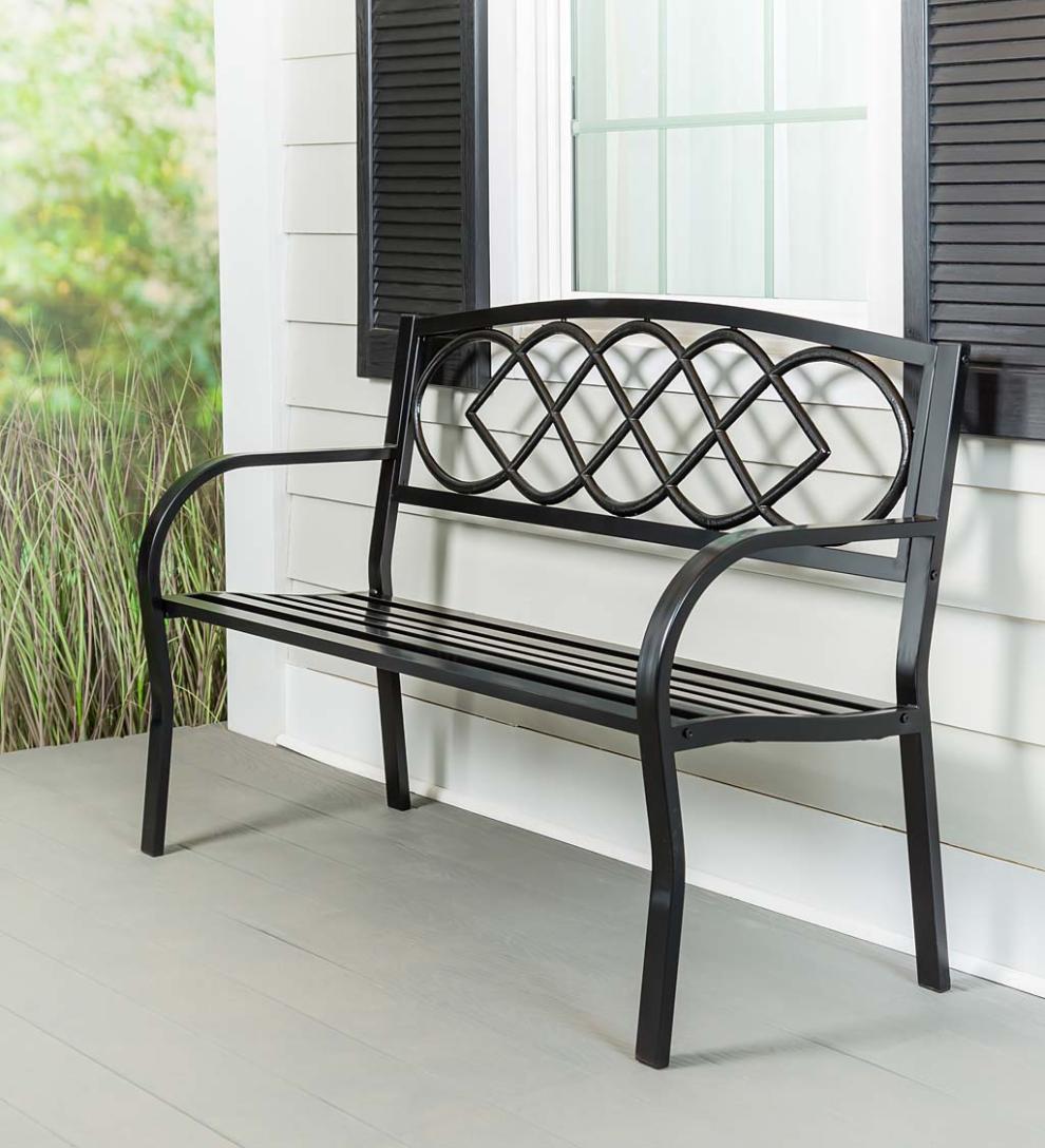 Plow & Hearth Metal Furniture Outdoor Living Celtic Knot Garden Bench