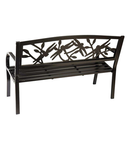 Plow & Hearth Metal Furniture Outdoor Living Dragonfly Metal Garden Bench - Black