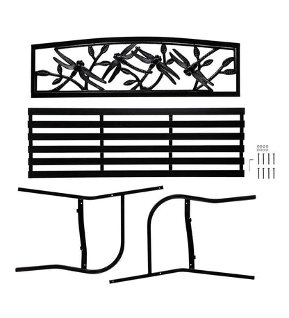 Plow & Hearth Metal Furniture Outdoor Living Dragonfly Metal Garden Bench - Black