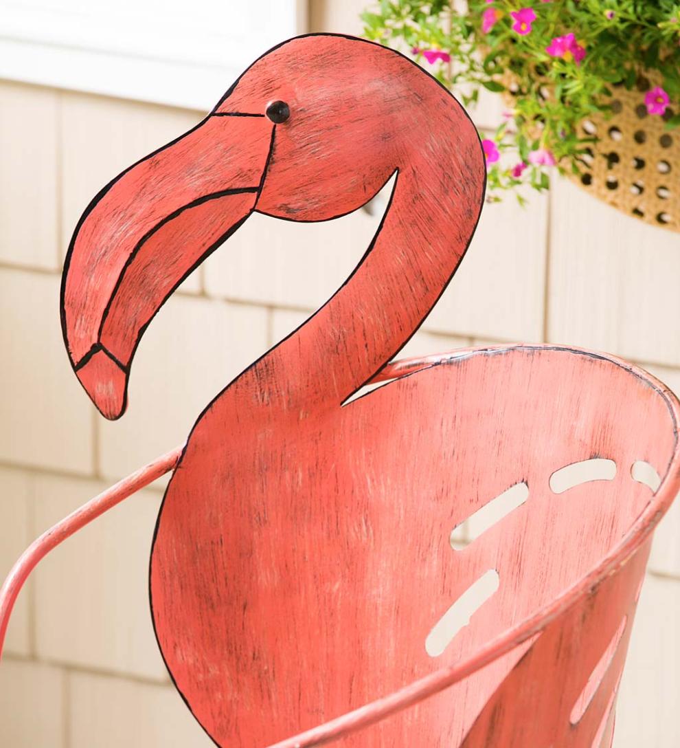 Plow & Hearth Metal Furniture Outdoor Living Flamingo Chair And Side Table Set