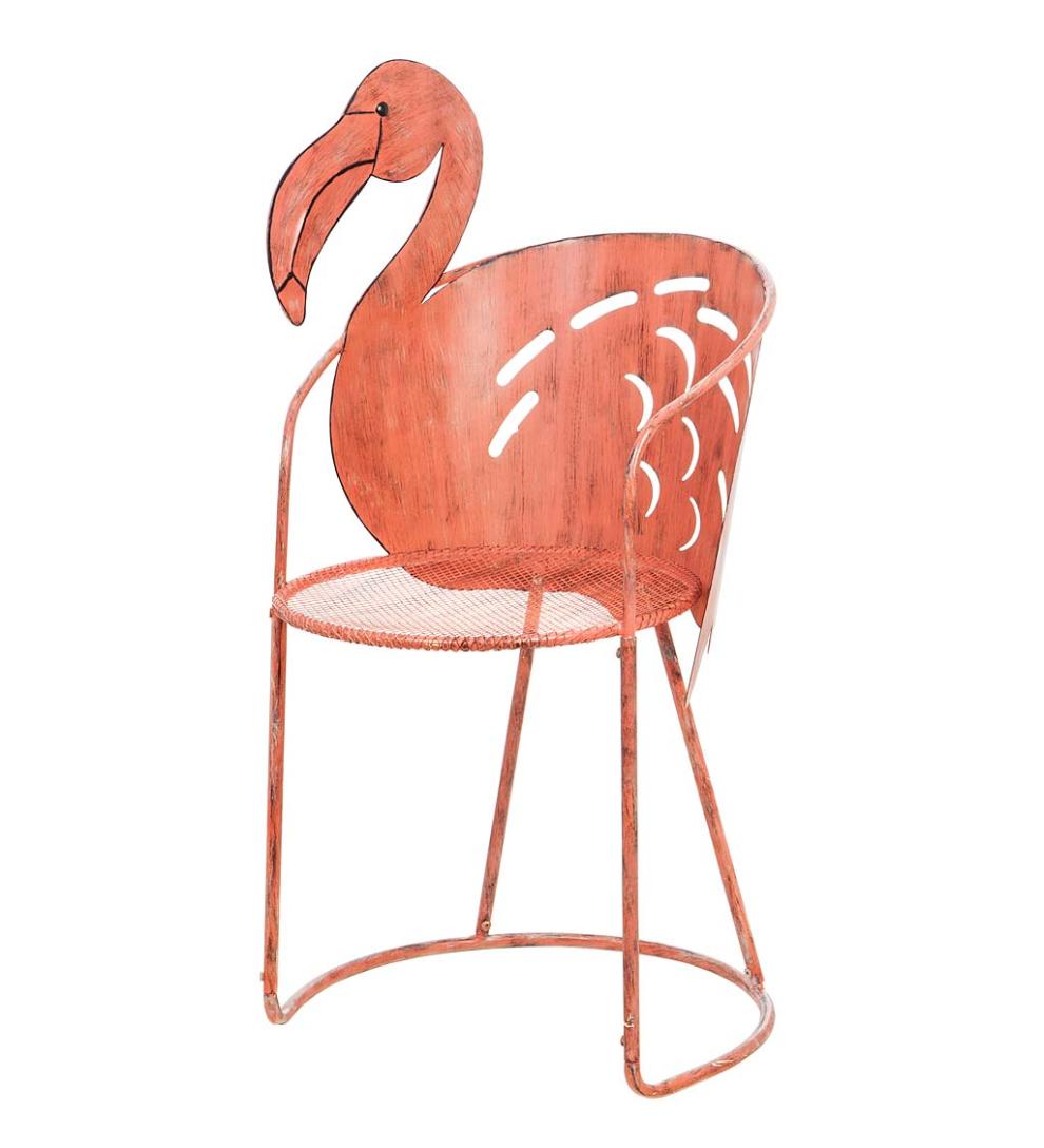 Plow & Hearth Metal Furniture Outdoor Living Flamingo Chair And Side Table Set