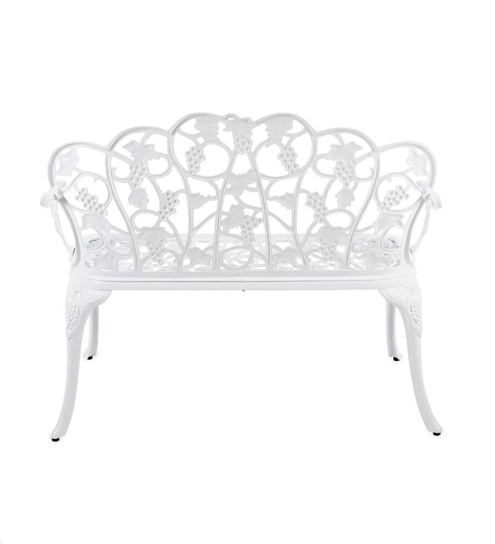 Plow & Hearth Metal Furniture Outdoor Living Grapevine Garden Bench In Powder-Coated Aluminum - Black